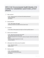 SPH-V 241 Environmental Health Module 4 54 CORRECTLY ANSWERED QUESTIONS LATEST UPDATE