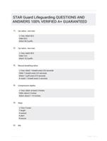 STAR Guard Lifeguarding QUESTIONS AND ANSWERS 100% VERIFIED A+ GUARANTEED