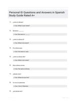 Personal ID Questions and Answers in Spanish Study Guide Rated A+