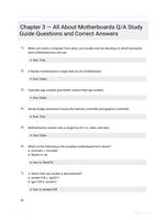 Chapter 3  All About Motherboards Q/A Study Guide Questions and Correct Answers