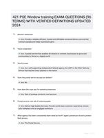 421 PSE Window training EXAM QUESTIONS (96 TERMS) WITH VERIFIED DEFINITIONS UPDATED 2024