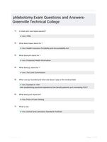 phlebotomy Exam Questions and Answers- Greenville Technical College