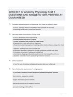 GRCC BI 117 Anatomy Physiology Test 1 QUESTIONS AND ANSWERS 100% VERIFIED A+ GUARANTEED