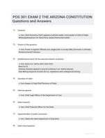 POS 301 EXAM 2 THE ARIZONA CONSTITUTION Questions and Answers