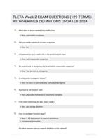 TLETA Week 2 EXAM QUESTIONS (129 TERMS) WITH VERIFIED DEFINITIONS UPDATED 2024