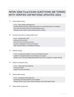 NFDN 2006 Final EXAM QUESTIONS (88 TERMS) WITH VERIFIED DEFINITIONS UPDATED 2024