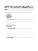 Prophecy LPN/LVN A EXAM QUESTIONS (26 TERMS) WITH VERIFIED DEFINITIONS UPDATED 2024