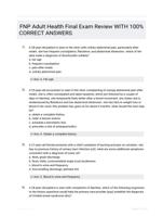 FNP Adult Health Final Exam Review WITH 100% CORRECT ANSWERS