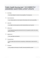 Public Health Nursing test 1 35 CORRECTLY ANSWERED QUESTIONS LATEST UPDATE