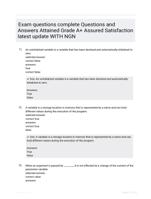 Exam questions complete Questions and Answers Attained Grade A+ Assured Satisfaction latest  update WITH NGN
