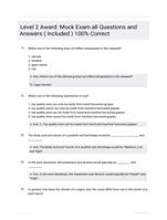 Level 2 Award: Mock Exam all Questions and Answers ( Included ) 100% Correct
