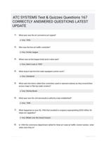 ATC SYSTEMS Test & Quizzes Questions 167 CORRECTLY ANSWERED QUESTIONS LATEST UPDATE