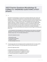 ASCP Practice Questions Microbiology 52 CORRECTLY ANSWERED QUESTIONS LATEST UPDATE