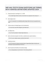 MIP AKA TEST!!!! EXAM QUESTIONS (60 TERMS) WITH VERIFIED DEFINITIONS UPDATED 2024
