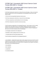 LETRS Unit 1 Assessment with Correct Answers Latest Version 2024-2025 A+ Graded
