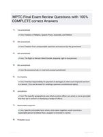 MPTC Final Exam Review Questions with 100% COMPLETE correct Answers