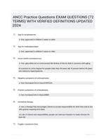 ANCC Practice Questions EXAM QUESTIONS (72 TERMS) WITH VERIFIED DEFINITIONS UPDATED 2024