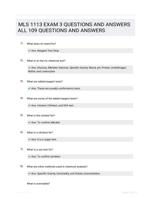 MLS 1113 EXAM 3 QUESTIONS AND ANSWERS ALL 109 QUESTIONS AND ANSWERS