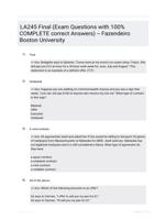 LA245 Final (Exam  Questions with 100% COMPLETE correct Answers) -- Fazendeiro Boston University