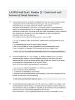 LA245 Final Exam Review (21 Questions and Answers) Great Solutions