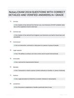 Notary EXAM 2024/QUESTIONS WITH CORRECT DETAILED AND VERIFIED ANSWERS/A+ GRADE