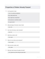 Properties of Water Already Passed