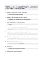 AT&T New Hire Test 62 CORRECTLY ANSWERED QUESTIONS LATEST UPDATE