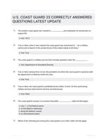 U.S. COAST GUARD 23 CORRECTLY ANSWERED QUESTIONS LATEST UPDATE