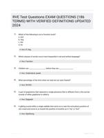 RVE Test Questions EXAM QUESTIONS (186 TERMS) WITH VERIFIED DEFINITIONS UPDATED 2024