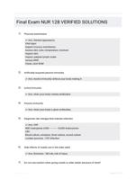 Final Exam NUR 128 VERIFIED SOLUTIONS