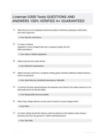 Lineman D300 Tests QUESTIONS AND ANSWERS 100% VERIFIED A+ GUARANTEED