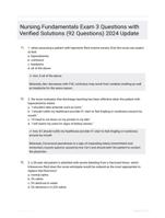 Nursing Fundamentals Exam 3 Questions with Verified Solutions (92 Questions) 2024 Update