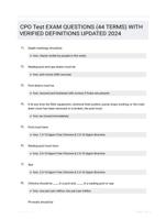 CPO Test EXAM QUESTIONS (44 TERMS) WITH VERIFIED DEFINITIONS UPDATED 2024