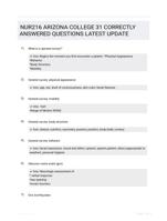 NUR216 ARIZONA COLLEGE 31 CORRECTLY ANSWERED QUESTIONS LATEST UPDATE