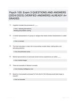 Psych 100: Exam 3 QUESTIONS AND ANSWERS (2024/2025) (VERIFIED ANSWERS) ALREADY A+ GRADED.