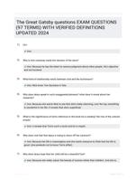 The Great Gatsby questions EXAM QUESTIONS (97 TERMS) WITH VERIFIED DEFINITIONS UPDATED 2024