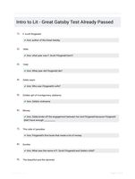 Intro to Lit - Great Gatsby Test Already Passed