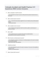 Colorado Accident and Health Practice |121 Questions| With Correct Answers.