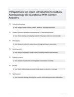 Perspectives: An Open Introduction to Cultural Anthropology |83 Questions| With Correct Answers.