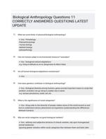 Biological Anthropology Questions 11 CORRECTLY ANSWERED QUESTIONS LATEST UPDATE