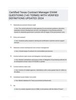 Certified Texas Contract Manager EXAM QUESTIONS (143 TERMS) WITH VERIFIED DEFINITIONS UPDATED 2024