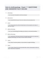 Intro to Anthropology - Exam 1 1 QUESTIONS AND ANSWERS FULLY SOLVED
