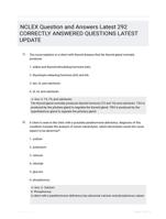 NCLEX Question and Answers Latest 292 CORRECTLY ANSWERED QUESTIONS LATEST UPDATE