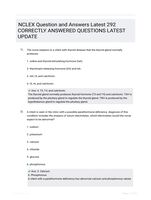 NCLEX Question and Answers Latest 292 CORRECTLY ANSWERED QUESTIONS LATEST UPDATE