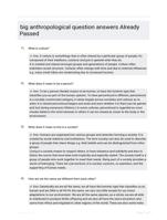 big anthropological question answers Already Passed