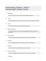 Anthropology (Chapter 1: What Is Anthropology?) Already Passed