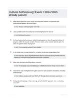 Cultural Anthropology Exam 1 2024/2025 already passed