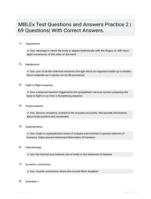 MBLEx Test Questions and Answers Practice 2 |69 Questions| With Correct Answers.