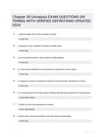 Chapter 30 Urinalysis EXAM QUESTIONS (69 TERMS) WITH VERIFIED DEFINITIONS UPDATED 2024
