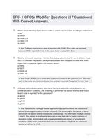 CPC- HCPCS/ Modifier Questions |17 Questions| With Correct Answers.